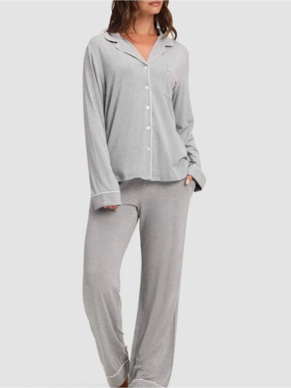 Cozy Earth Long Sleeve Stretch Knit Bamboo Pajama Set, NWT in XS Tall